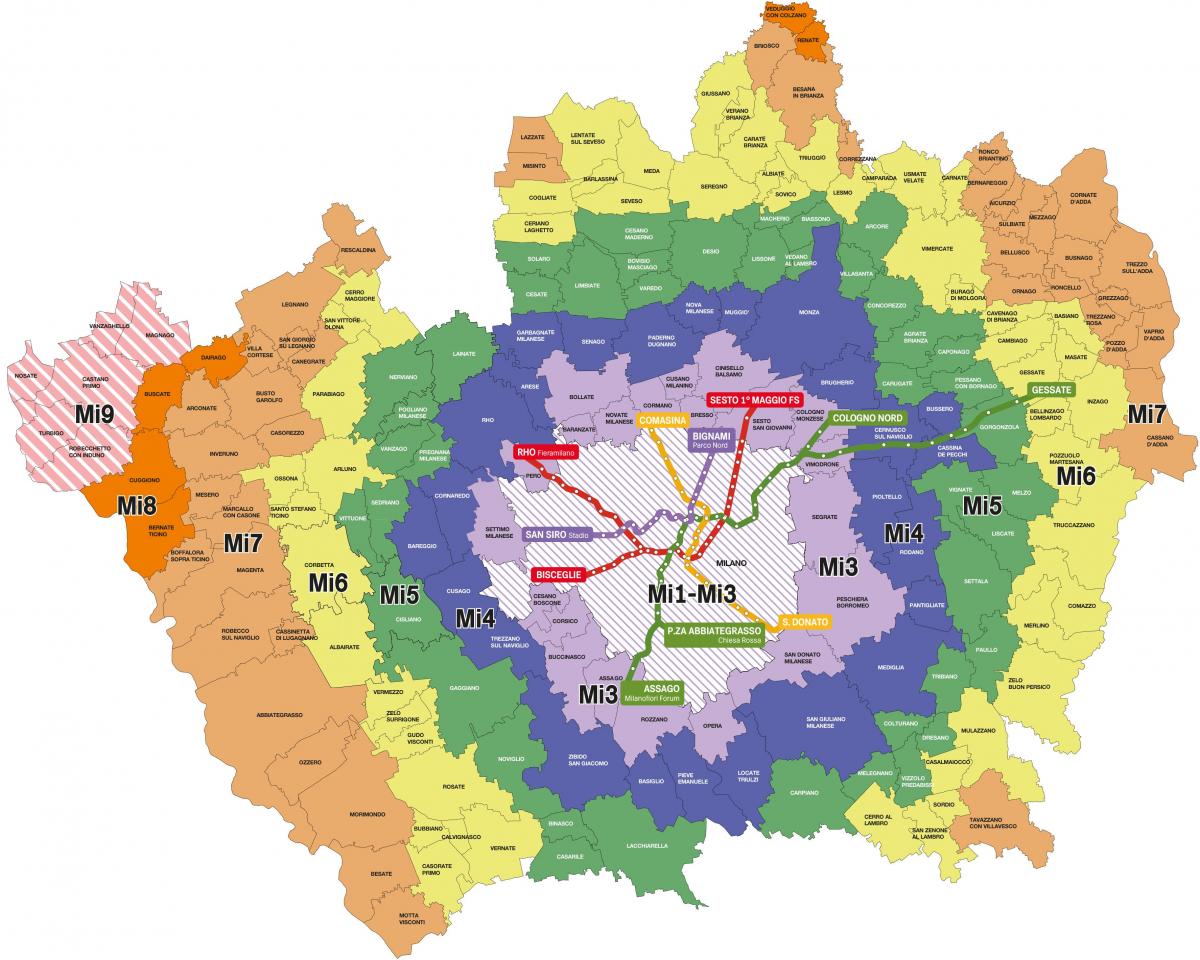 Mapa stref w Mediolanie