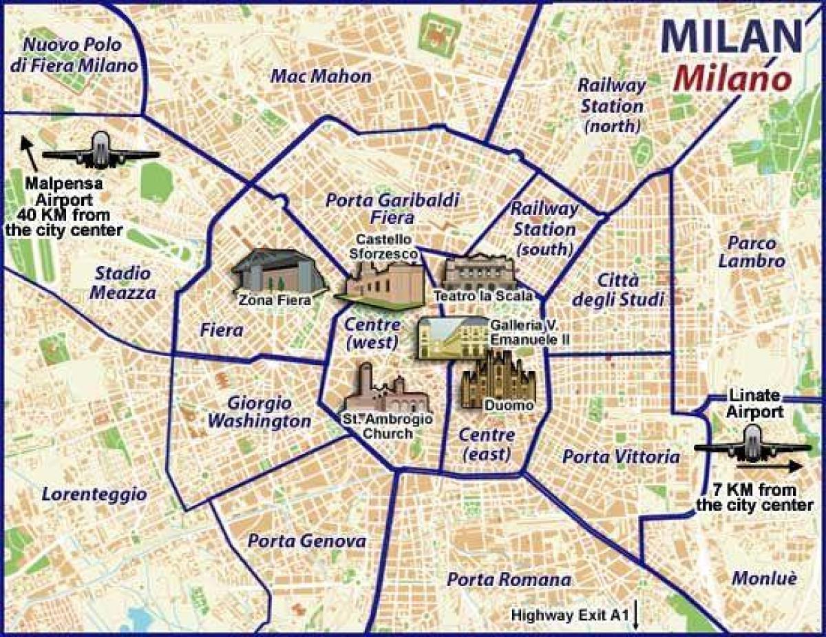 Mapa dzielnic Mediolanu