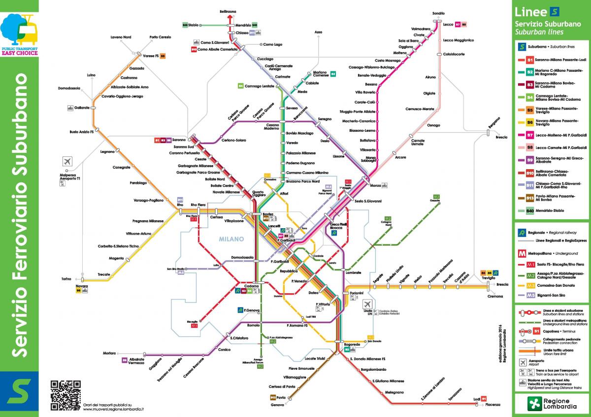 Mapa dworców kolejowych w Mediolanie